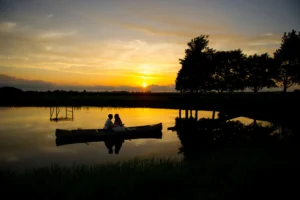 boat lake wedding sunset columbus