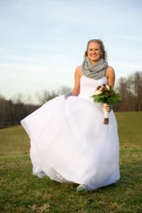 columbus bride walking field