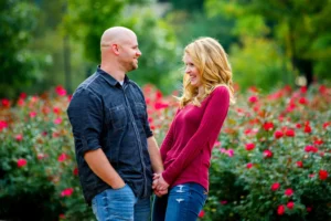 bicentennial park columbus engagement laugh