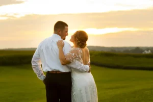 bride groom sunset gaze columbus