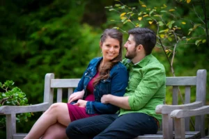 inniswood park sitting engagement portrait