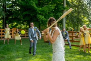 wedding party baseball game